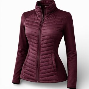 32 Degrees Heat Quilted Jacket Women M Burgundy Plum Lightweight Puffer